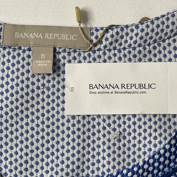 NWT Banana Republic textured Riviera Blue peplum top Size 8 - Picture 8 of 11